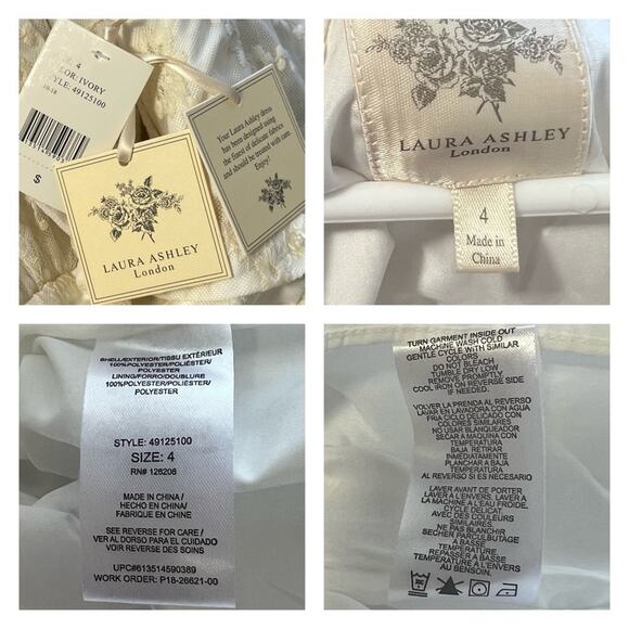 Laura Ashley London Victorian Lace Short Sleeve Dress Size 4 - Picture 8 of 11